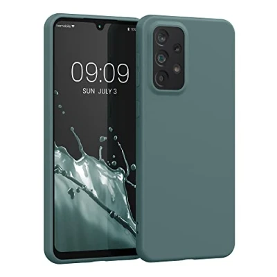 Abbildung von kwmobile Hülle kompatibel mit Samsung Galaxy A33 5G weiches TPU Silikon Case Cover geeignet für kabelloses Laden Blaugrün