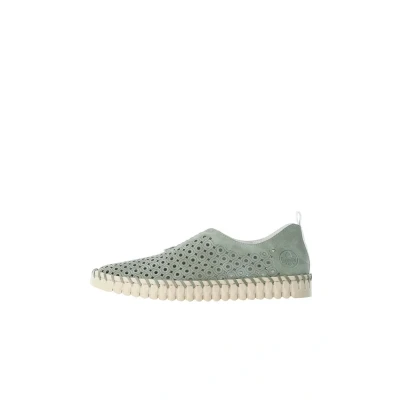 Abbildung von Rieker Slipper, Damen, Größe: 38, Mint/weiss Hochwertiges lederimitat