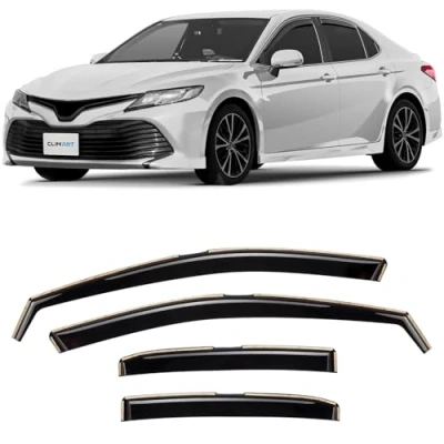 Abbildung von CLIM ART Windabweiser für/kompatible mit Toyota Camry 2017 2025 Sedan Integrierte Regenabweiser Autofenster Sonnen &amp;Regenschutz Einfache Montage Garantie 4 Set