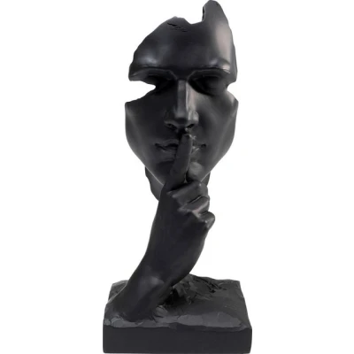 Abbildung von Kare Design Deko Objekt Quiet Face Schwarz, Figur, Skulptur, Dekoration Wohnung Modern, Dekofigur Wohnzimmer, Accessoire, 31x13x11 cm (H/B/T)
