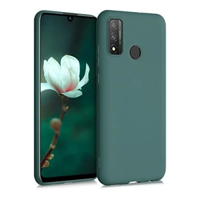 Abbildung von kwmobile Hülle kompatibel mit Huawei P Smart (2020) weiches TPU Silikon Case Cover geeignet für kabelloses Laden Blaugrün