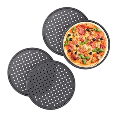 Abbildung von relaxdays Pizzablech 8 x Knusper Pizzablech, Stahl