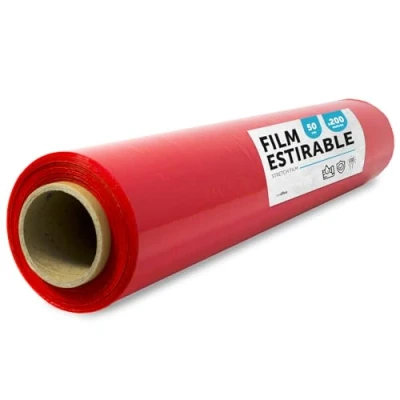 Abbildung von rote Folie zum Verpacken, Kunststoffabdeckung, für Umzugskisten, Schutz von Möbeln und Sendungen, Maße 50 cm x 200 m, dehnbar, m office (Rot, 1 Stück)