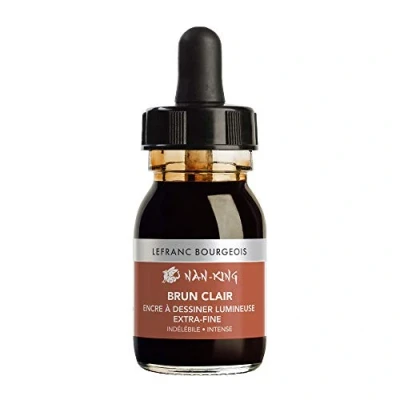 Abbildung von Lefranc &amp; Bourgeois 301281 Nan King Kalligrafie und Zeichentusche, pigmentierte Tusche, hohe Farbbrillanz, Leuchtkraft für feinste Zeichnungen, Skizzen, 30ml Flasche Hellbraun