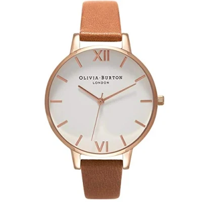 Abbildung von Olivia Burton Analog Quarzuhr für Damen mit Braunes Lederarmband OB16BDW19