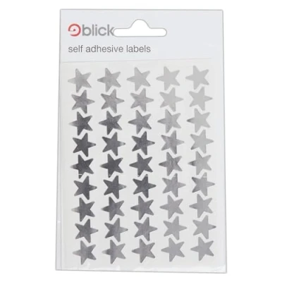 Abbildung von Blick Metallic Silver Star Aufkleber 14mm (135 Aufkleber)