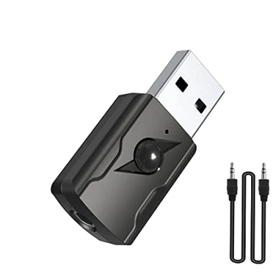 Abbildung von USB Bluetooth 5.0 Adapter,Bluetooth Stick,Bluetooth Dongle Stick, Adapter Audio Transmitter Empfänger mit 3,5mm Kabel für PC/TV/CAR/Lautsprecher/MP3/Heim Audiosystem/Kopfhörer