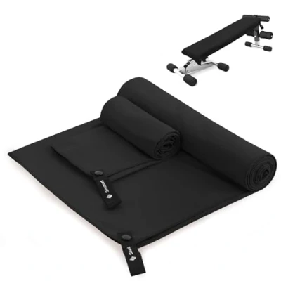 Abbildung von Mikrofaser Handtuch 2er Set 180x60cm Groß Badetuch + 80x40cm Klein Hand Gesichtshandtuch Schnelltrocknend Handtücher, Sporthandtuch Fitnessstudio (Marineblau)