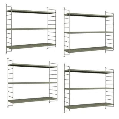 Abbildung von [en.casa] Modulares Wandregal Strängnäs 4er Set Metallregal Kamelfarben Hängeregal mit 3 Regalböden Badregal Küchenwandregal Wandablage Wohnzimmer