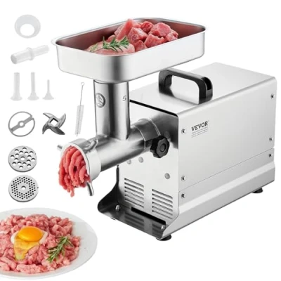 Abbildung von VEVOR kommerzieller elektrischer Fleischwolf Wurstmaschine 2,27 kg/Min. 300 W, industrieller mit Klinge &amp; Mahlplatte, multifunktionaler aus Edelstahl für Küche Restaurant