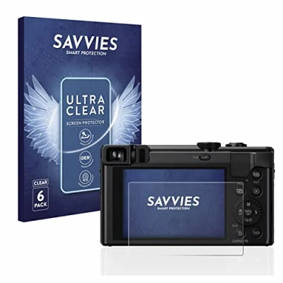 Abbildung von Savvies 6 Stück Schutzfolie für Panasonic Lumix DMC TZ80 Displayschutz Folie Ultra Transparent