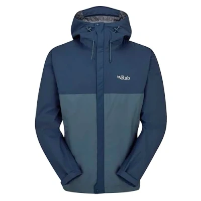 Abbildung von Rab Herren Downpour Eco Wasserdichte, atmungsaktive Jacke zum Wandern und Klettern, Tempest Blue/Orion Blue, L