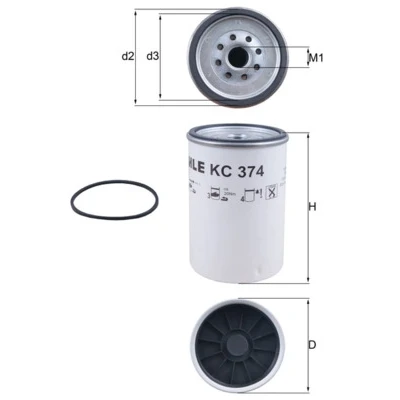Abbildung von MAHLE ORIGINAL KC 374D Kraftstofffilter Anschraubfilter IVECO: Stralis, Trakker, VOLVO: FL II