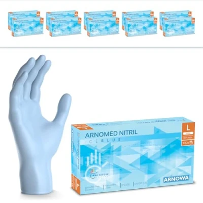 Abbildung von 1000 Stück ARNOMED Einweghandschuhe Hellblau, Einmalhandschuhe L, Nitril Handschuhe Einweg, Nitrilhandschuhe puderfrei, Gummihandschuhe Schutzhandschuhe, in XS, S, M, XL