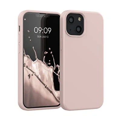 Abbildung von kwmobile Hülle kompatibel mit Apple iPhone 13 Mini Silikon Handy Case Handyhülle weiche Oberfläche kabelloses Laden Coconut Swirl