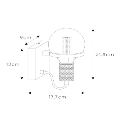 Abbildung von Lucide OTTELIEN Wandleuchte Ø 17,7 cm 1xE27 Schwarz