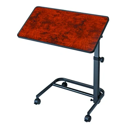 Abbildung von Queraltó QMD 00010/20 Beistelltisch für Bett oder Sofa, Betttisch auf Rollen, höhenverstellbar, gewachst grau, Holzplatte 40 x 60 cm (Beistelltisch in Holzfarbe 60cm)