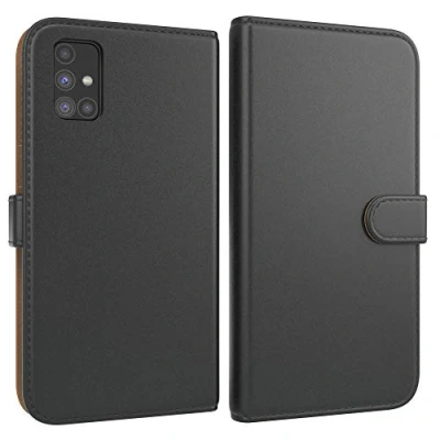Abbildung von EAZY CASE Tasche kompatibel mit Samsung Galaxy M31s Schutzhülle Standfunktion Klapphülle im Bookstyle, Handytasche Handyhülle Flip Cover Magnetverschluss und Kartenfach, Kunstleder, Schwarz