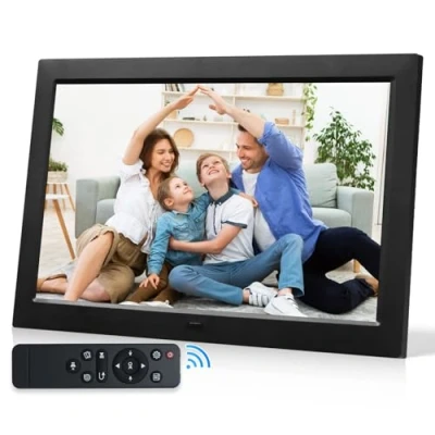 Abbildung von Digitaler Bilderrahmen 1280 x 800 IPS Bildschirm, 10 Zoll Elektronischer Auto Rotat Design, Foto/Musik/Video Player/Kalender/Alarm, mit Fernbedienung, Wandmontierbar