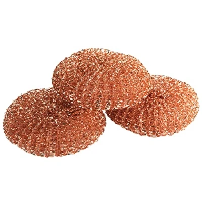 Abbildung von Maximex Kupfer Putzlinge 3er Set, Putzschwamm mit antibakterieller Wirkung, Kratzfreie Beseitigung von Eingebranntem, je Ø 9 x 2,2 cm