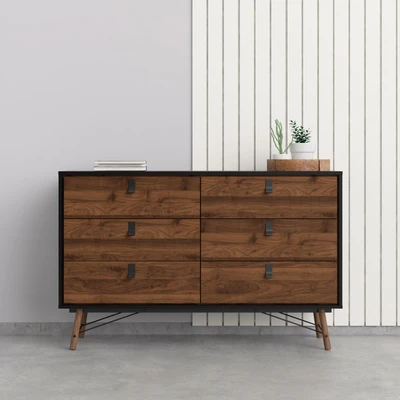 Abbildung von Home affaire Kommode &quot;Ry Aufbewahrung, Schubladenschrank, Stauraum,&quot;, mit 6 Schubladen, Massivholzbeine, Höhe 95 cm