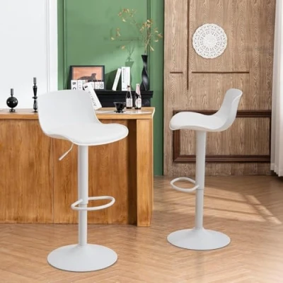 Abbildung von YOUNIKE Barhocker Weiß Barstühle 2er Set, Bar Stool Höhenverstellbar Drehstuhl, Küchenstühle Tresenstuhl mit Rückenlehne, Hohe für Bartheke Küche