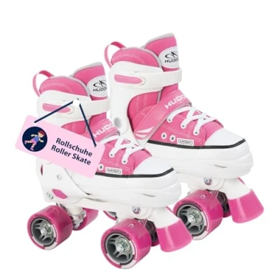 Abbildung von HUDORA Rollschuh Roller Skate in pink/schwarz hochwertige Rollschuhe aus Nylon bequeme Kinder über 4 Größen verstellbar stilvolle für &amp; Jugendliche