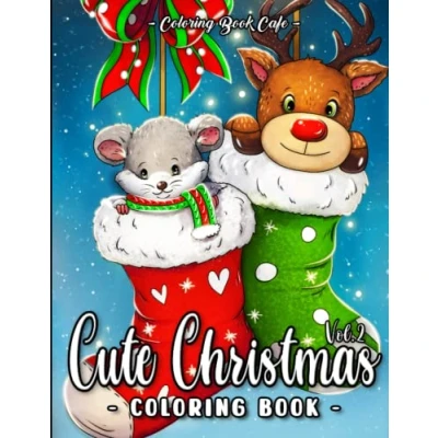 Abbildung von Cute Christmas: A Christmas Coloring Book for Adults and Kids Featuring Easy Relaxing Holiday Scenes with Animals, Festive Decorations More