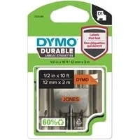 Abbildung von Dymo Durable 1978367 Schriftbänder Schwarz auf Orange (12 mm)