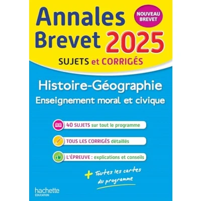 Abbildung von Annales BREVET 2025 Histoire géo EMC 3e sujets et corrigés