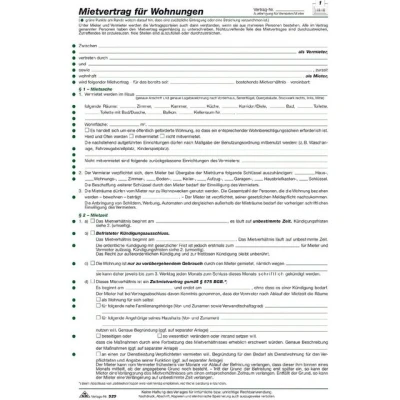 Abbildung von RNK Verlag Formularblock Mietvertrag für Wohnungen ausführlich A4