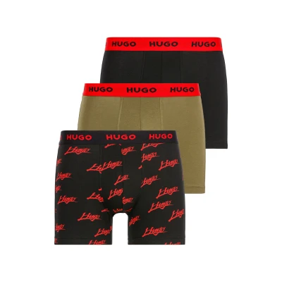 Abbildung von HUGO Boxer 3 PACK Panties, Herren, Größe: Small, Black/khaki/red