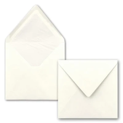 Abbildung von 75x Briefumschläge Quadratisch 16 x cm Naturweiß Umschläge mit weißem Seidenfutter Kuverts ohne Fenster &amp; Nassklebung Für Einladungskarten zu Hochzeit und Geburtstag