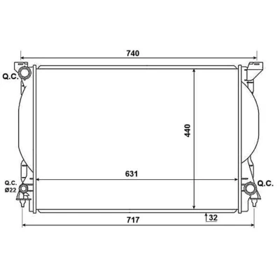 Abbildung von NRF 53957 Kühler, Motorkühlung Aluminium 631 440 32 Kühlrippen gelötet AUDI: A6 C5 Limousine, Avant, A4 B6 Avant
