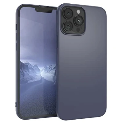 Abbildung von EAZY CASE Handyhülle Silikon mit Kameraschutz kompatibel iPhone 13 Pro Max in Navy Blau, Ultra dünn, Slimcover, Silikonhülle, Hülle, Softcase, Backcover