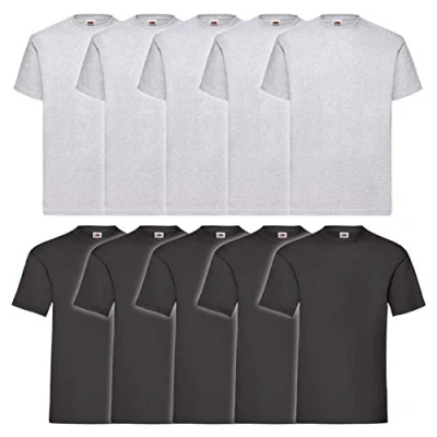 Abbildung von Fruit of the Loom Herren T Shirt Valueweight, 10er Pack, Mehrfarbig (Black/Heather Grey), Medium