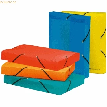 Abbildung von Exacompta 5977E Sammelbox Linicolor mit Gummizug 40 mm breit aus halb transluzentem Kunststoff für DIN A4 Archivbox Heftbox Dokumentenbox Zeichenbox 1 Stück Zufallsfarbe