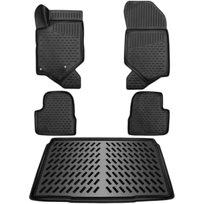 Abbildung von ELMASLINE 3D Gummimatten + Kofferraumwanne Set für Peugeot 208 II 2019 2024 Hoher Rand Design Fußmatten Passt Nicht in Elektro &amp; Hybrid !!!!