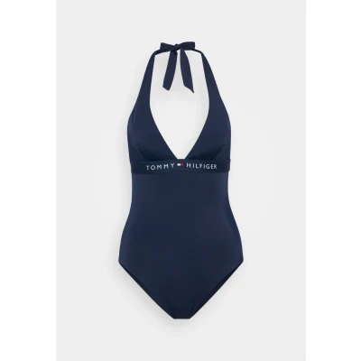 Abbildung von Tommy Hilfiger Original Halter ONE Piece Badeanzug, Damen, Größe: 40 42, Dark night navy