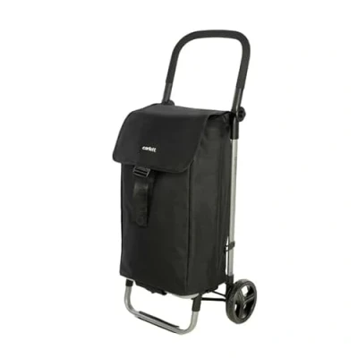 Abbildung von Carlett Lite Style LETT201 L2 Leichter und faltbarer Einkaufstrolley Supermarkttrolley XL Kapazität von 60 l Verstellbarer Lenker Kompaktes Design Schwarz