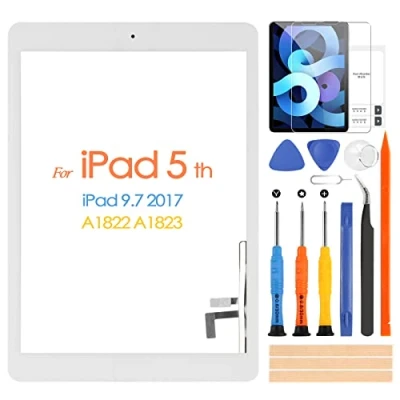 Abbildung von ARSSLY Touchscreen für iPad 9.7 2017 A1822 A1823 Digitizer Bildschirm 5 mit Home Button, Ersatz 5th Reparaturset, (kein LCD Display) (Weiß)