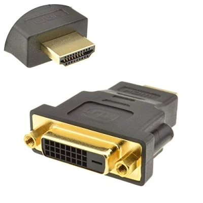 Abbildung von DVI Frau auf HDMI Man (DVI D Dual Link 24+1) Buchse zu Stecker Adapter mit Ergoldetem Kabel 1080P Full HD Konverter Female to Male Adaptor