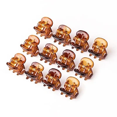 Abbildung von IERCZA Mini Haarspangen,24 Stück Damen Haarklammern Kunststoff Haarklammern, Haarspangen für Mädchen Frauen,1.5 cm Braun