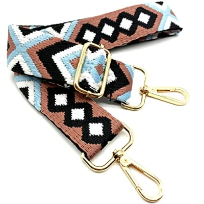 Abbildung von Verstellbarer Schultergurt für Taschen Blau braun schwarz, Taschengurte zum Wechseln, Taschengurt Breit mit Karabiner Gold, 80 130 cm Tragegurt Tasche Damen Schulterriemen, Handtasche, 3.8cm, 33