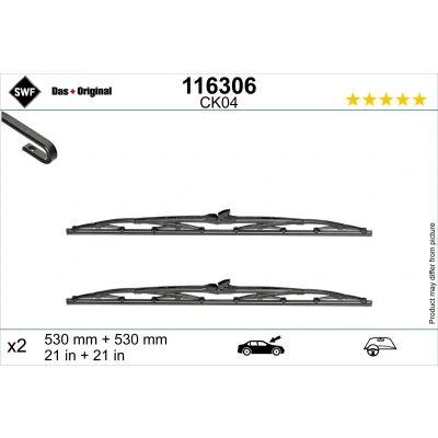 Abbildung von Scheibenwischer Swf 116306 530, 530mm vorne Bügelwischblatt für Linkslenker VOLKSWAGEN: Transporter 4 Bus, Kastenwagen