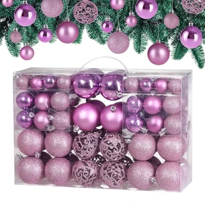 Abbildung von Weihnachtsbaumkugeln 100 tlg 3/4/6cm rosa
