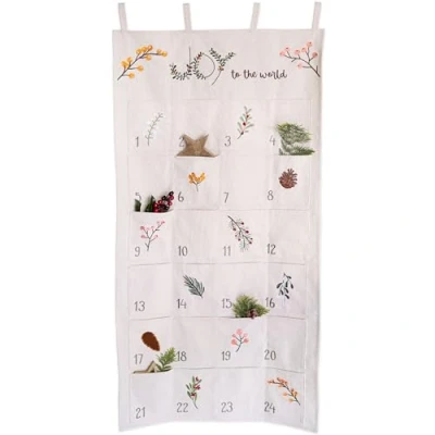 Abbildung von Papierdrachen Adventskalender 2024 Wandkalender aus Stoff zum Befüllen Joy to the World hochwertig bestickt Stoffbeutel Geschenksäckchen wiederverwendbar Set Nr 38