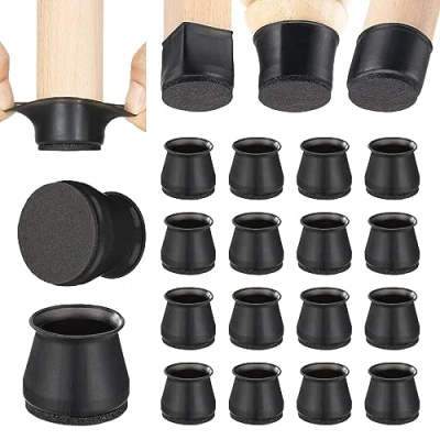 Abbildung von Aneaseit Stuhlbein Bodenschoner 3,8 cm x 16 Stück schwarz Filzboden Silikonpolster für Hartholzböden und Möbelfüße Gummikappen Stühle Größe M