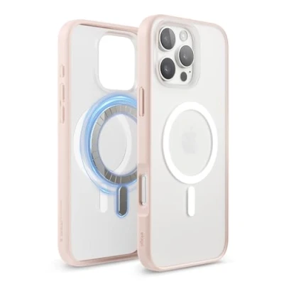 Abbildung von elago Magnetisch Hybrid Transparent Hülle Kompatibel mit iPhone 16 Pro Max 6,9 Zoll MagSafe, PC + TPU Technologie, Stoßfester Stoßfänger, Erhöhter Kameraschutz (Matt Rosa)