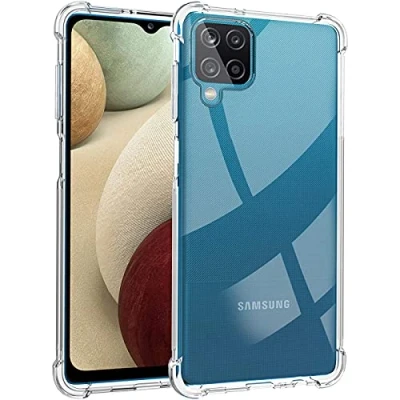 Abbildung von Verco Handyhülle für Samsung A12 Case, M12 Hülle Anti Shock Schutzhülle Galaxy Transparent [Robuste Flexibles Silikon] Clear